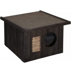   Fából készült macska vagy kutya kennel 58x49,5 cm, szigetelt, fekete